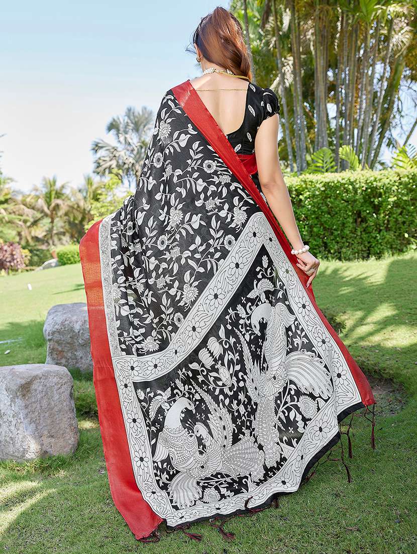 Women Printed Casual Wear Saree With Blouse - 22723024 -  Standard Image - 3