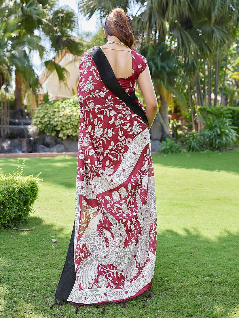 Women Printed Casual Wear Saree With Blouse - 22723025 -  Standard Image - 3