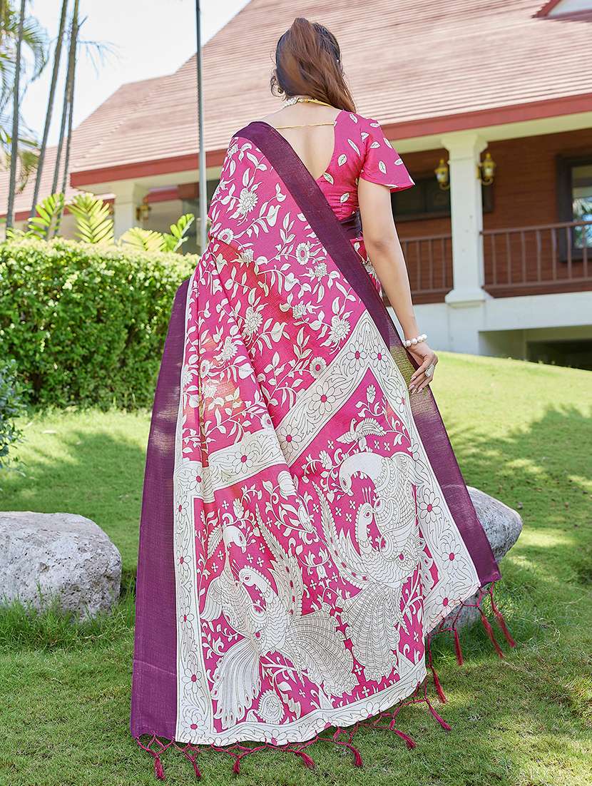 Women Printed Casual Wear Saree With Blouse - 22723028 -  Standard Image - 3
