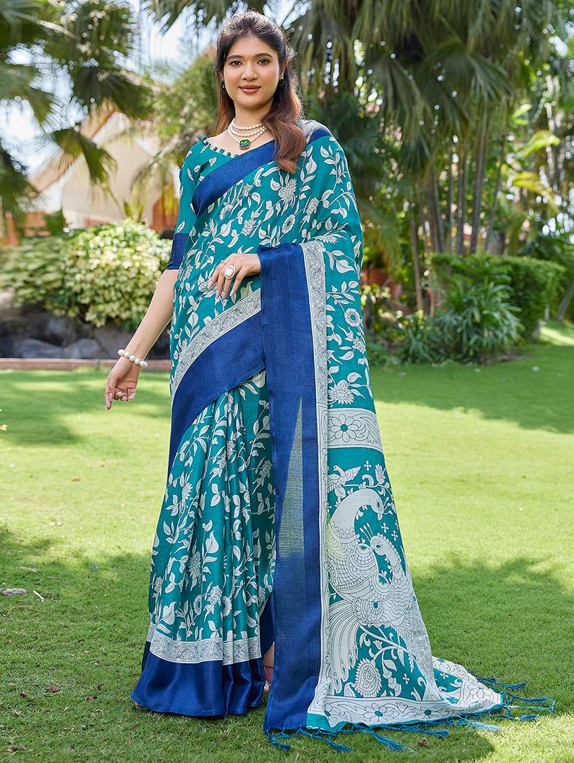 women printed casual wear saree with blouse