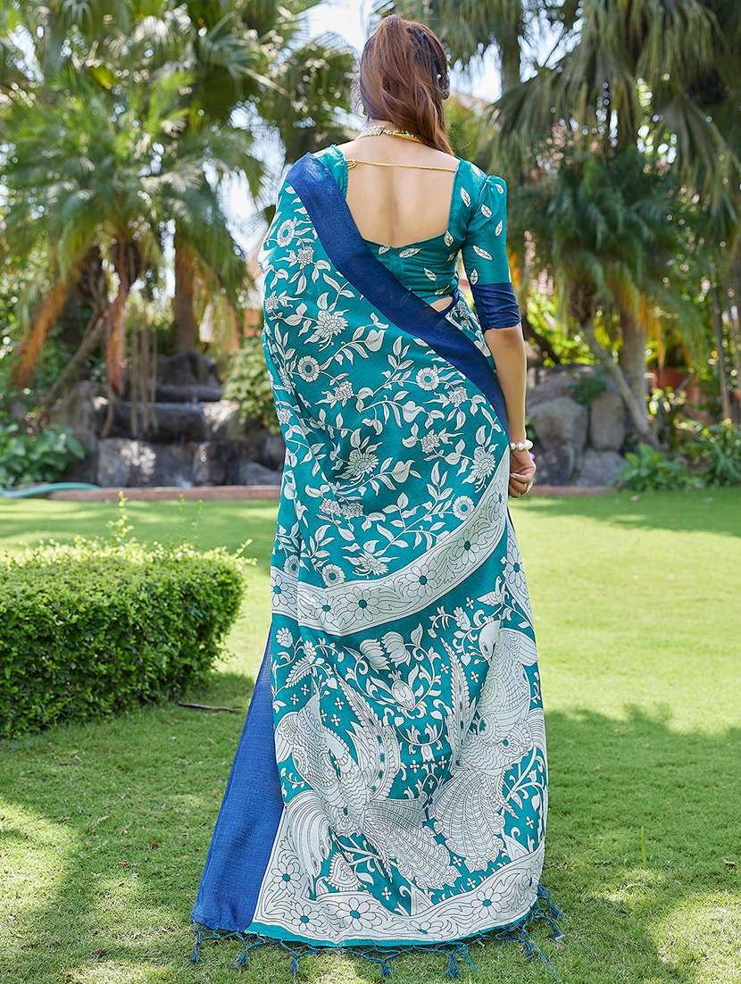 Women Printed Casual Wear Saree With Blouse - 22723029 -  Standard Image - 3