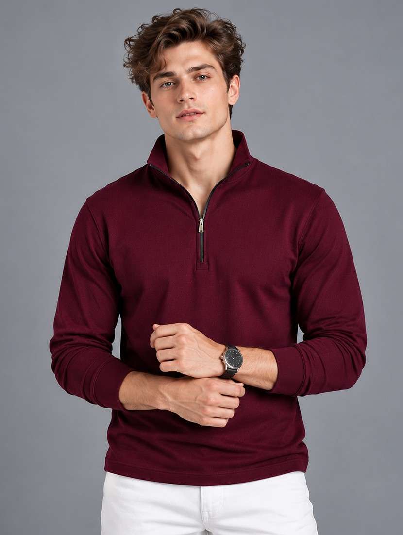 men solid long sleeves polo t-shirt
