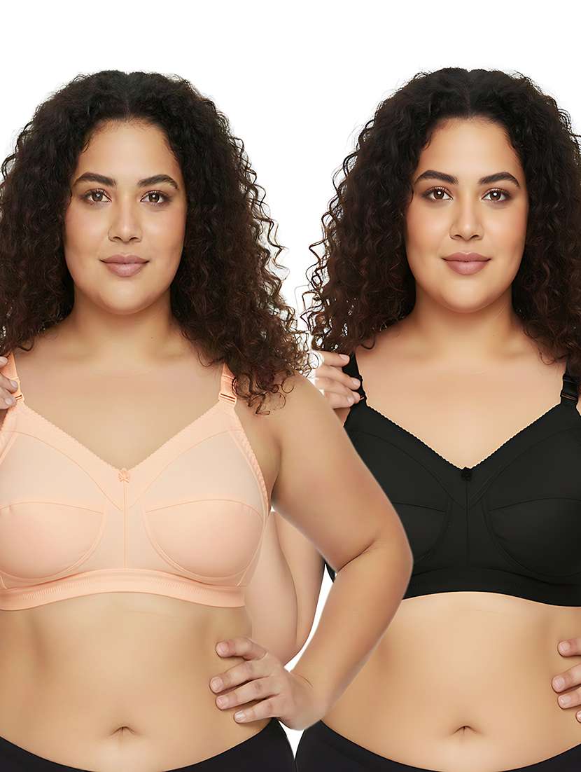 women pack of 2 solid full coverage regular bra