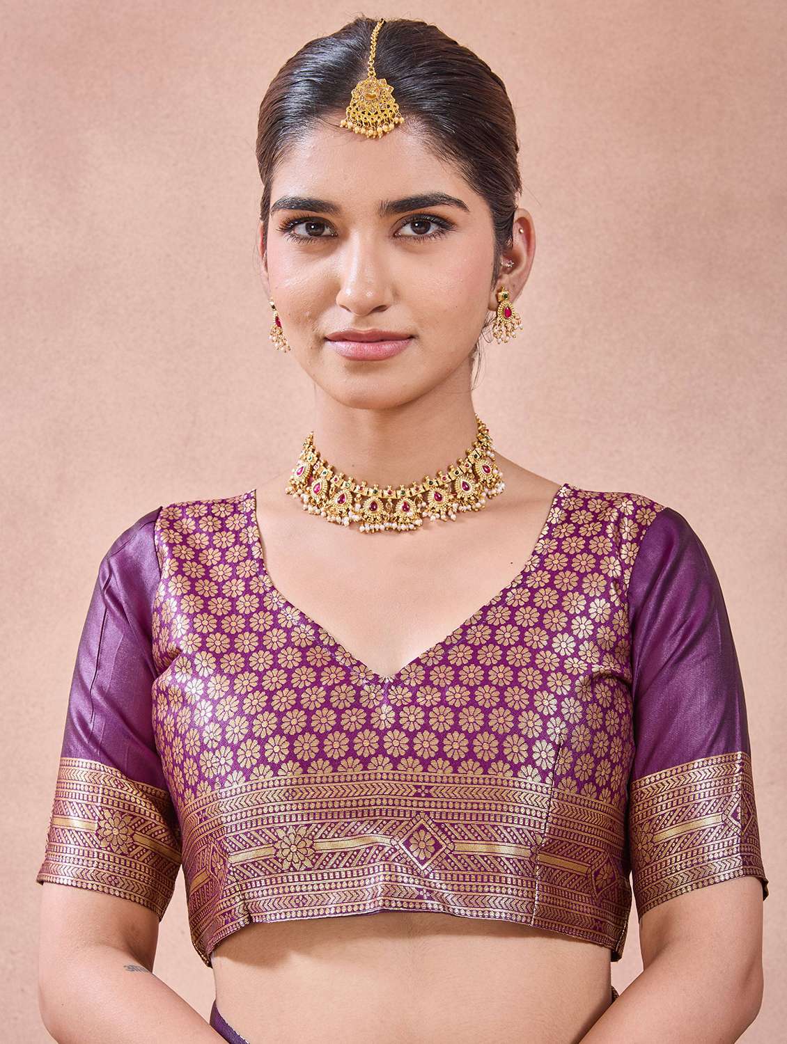 Women Self Design Banarasi Saree With Blouse - 22723221 -  Standard Image - 5