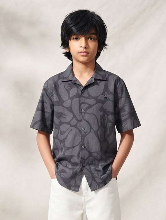 boys printed short sleeves regular shirt