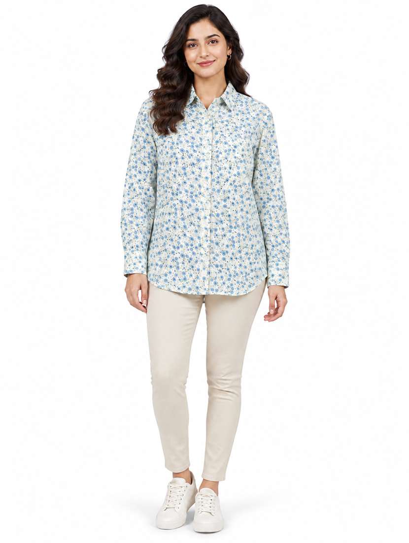 women printed long sleeves regular shirt
