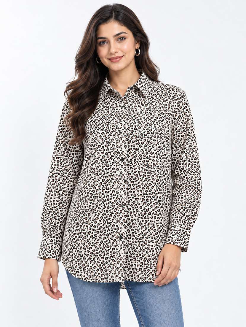 women printed long sleeves regular shirt