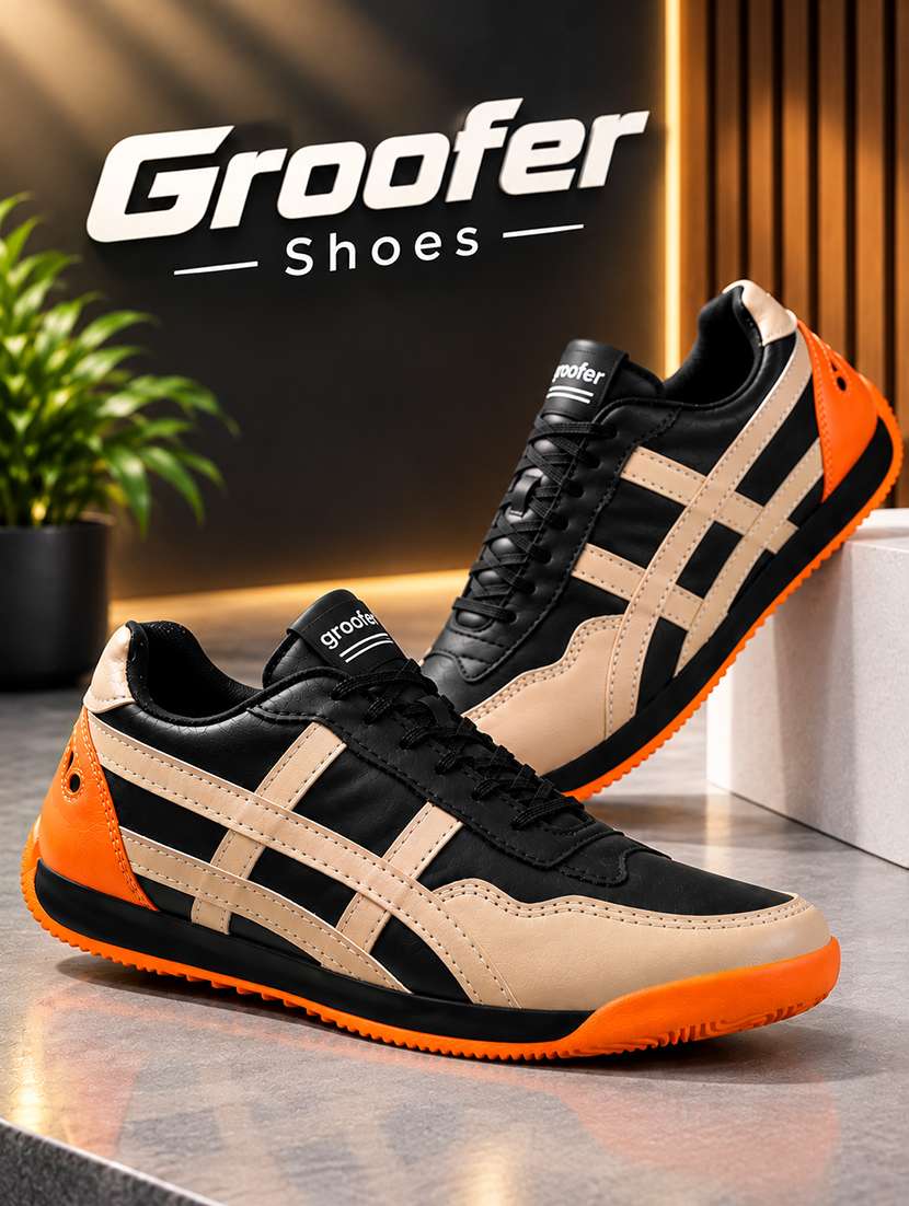 men colourblocked lace up sneaker