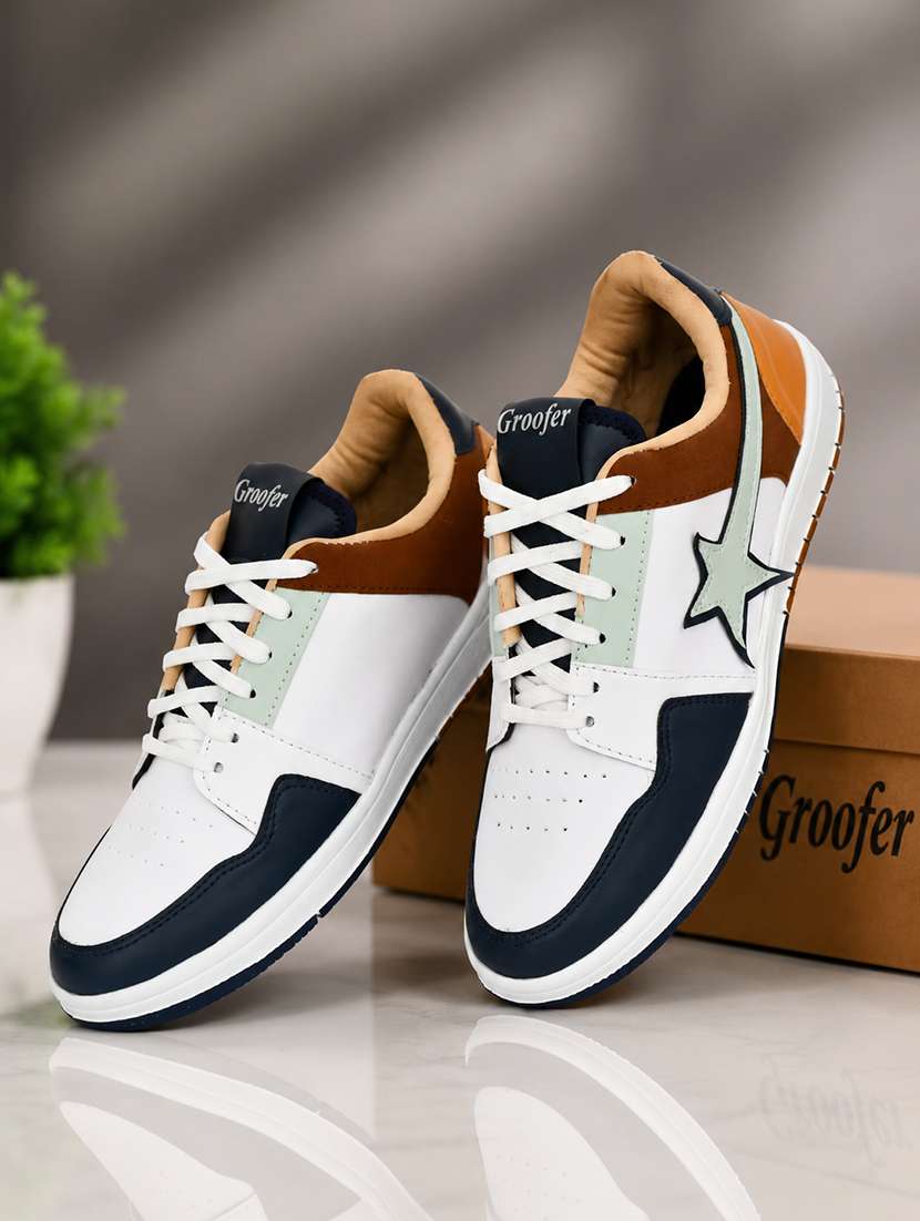 men colourblocked lace up sneaker