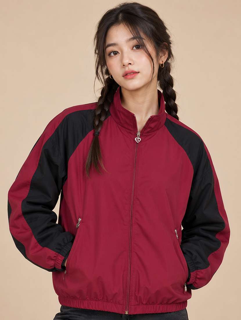 women colourblocked long sleeves windcheater 