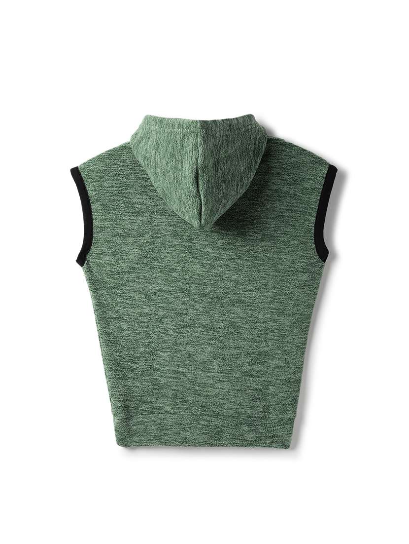 Unisex Self Design Sleeveless Hooded Sweatshirt - 22724095 -  Standard Image - 3
