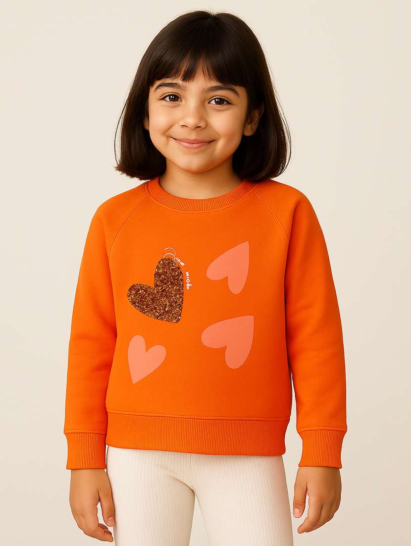 girls printed long sleeves regular fit sweatshirt