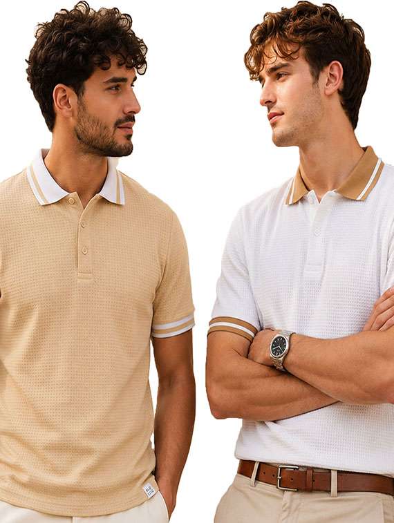 men pack of 2 textured short sleeves polo t-shirt