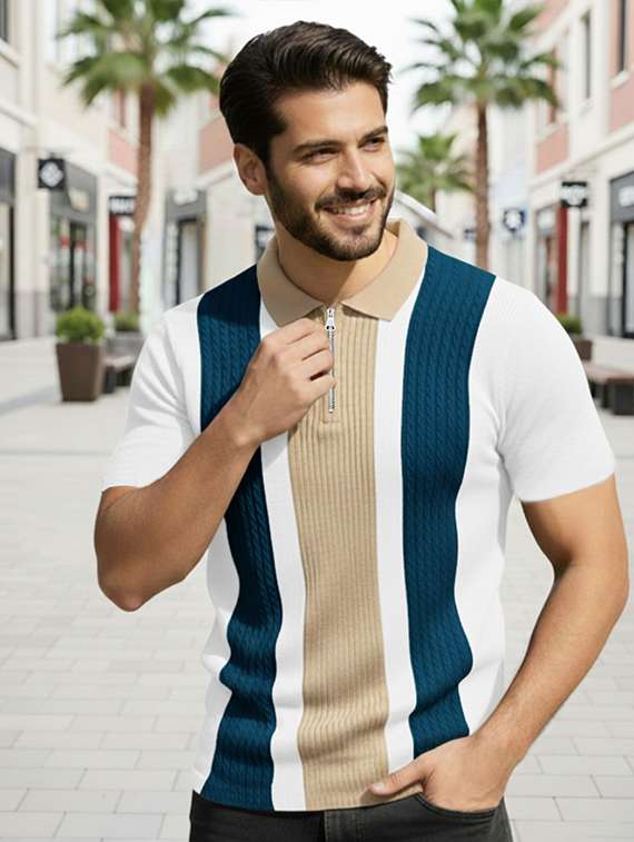 Men Pack Of 2 Striped Short Sleeves Polo T-shirt - 22724284 -  Standard Image - 3