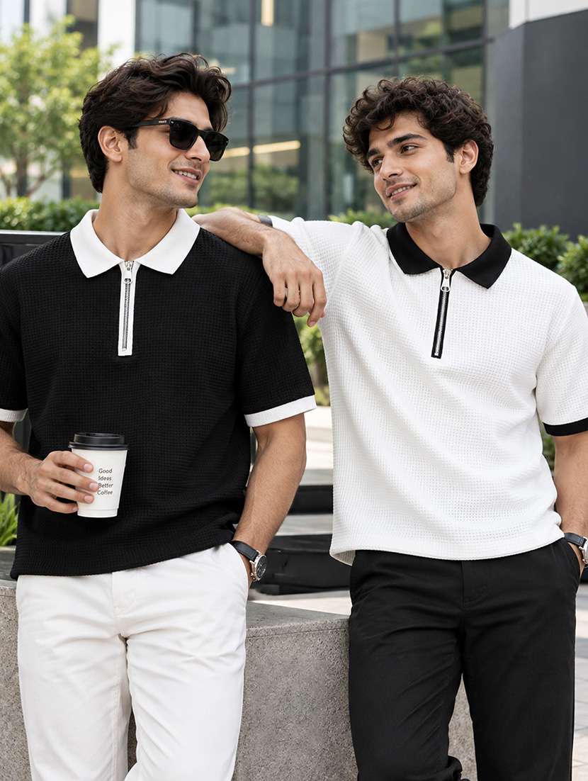 men pack of 2 textured short sleeves polo t-shirt