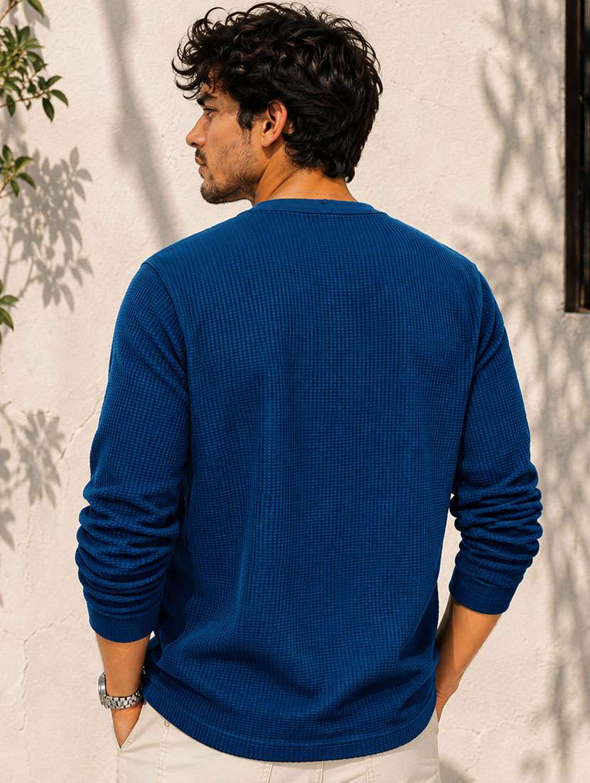 Men Self Design Long Sleeves Regular Fit T-shirt - 22724542 -  Standard Image - 3