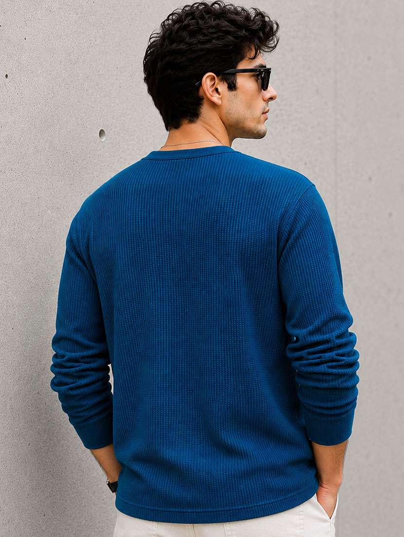 Men Self Design Long Sleeves Regular Fit T-shirt - 22724548 -  Standard Image - 3