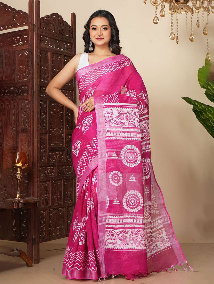 women printed handloom saree with blouse