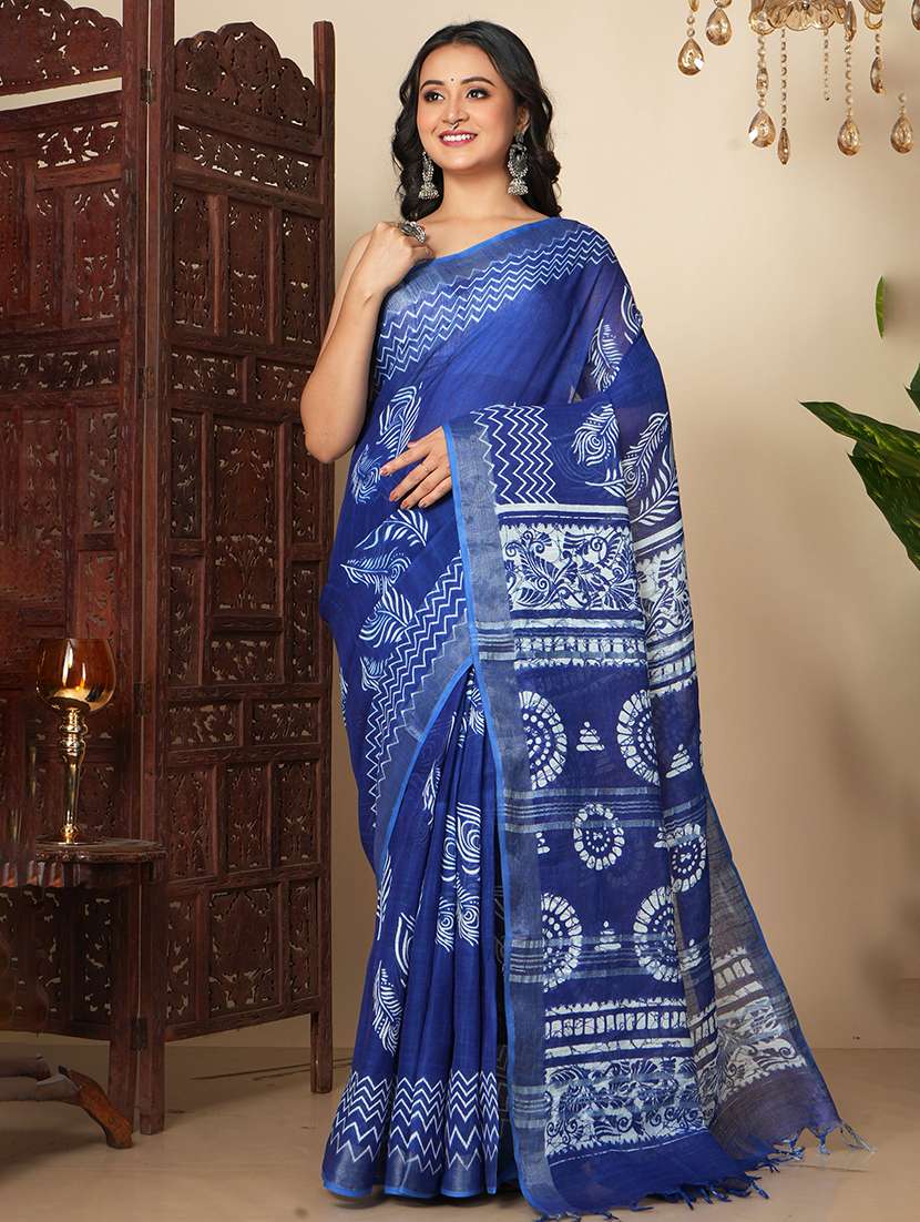 women printed handloom saree with blouse