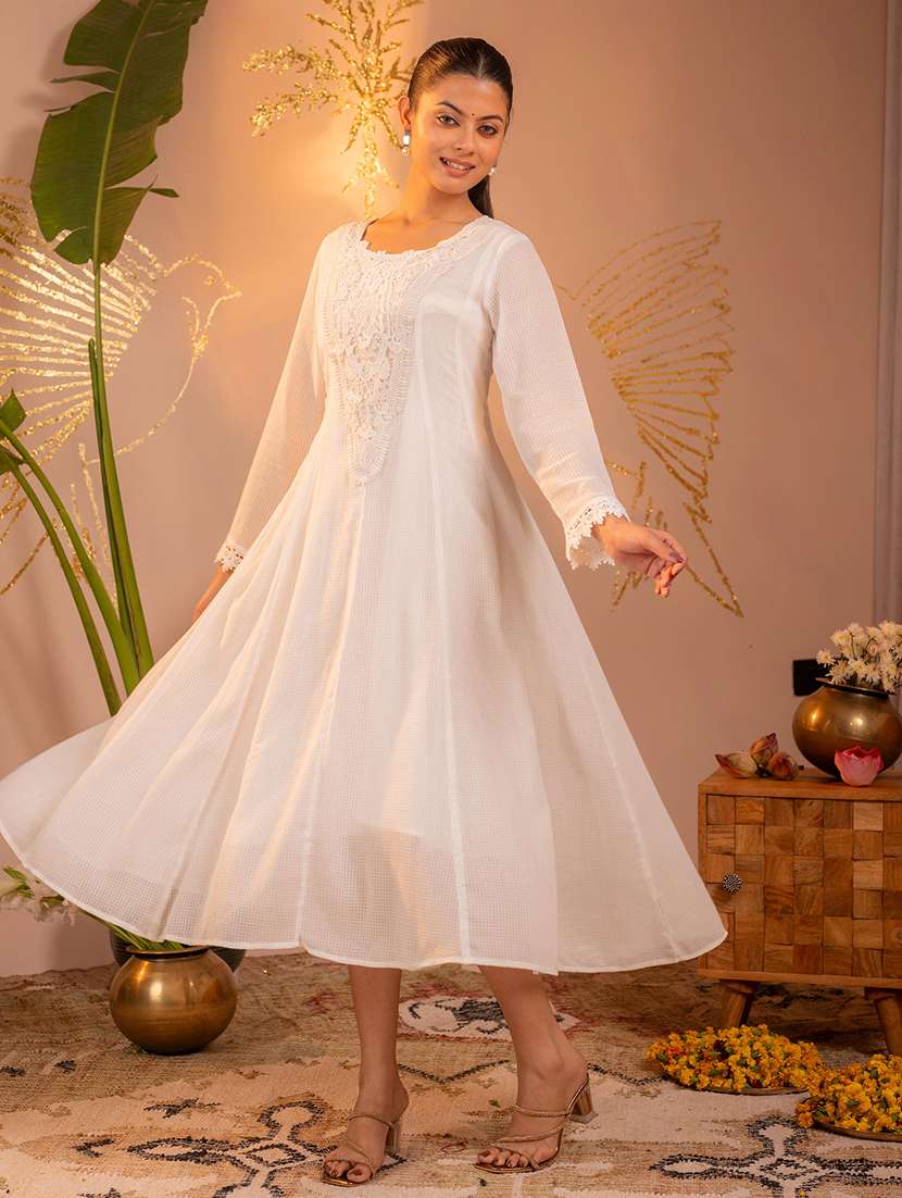 women self design long sleeves anarkali kurta