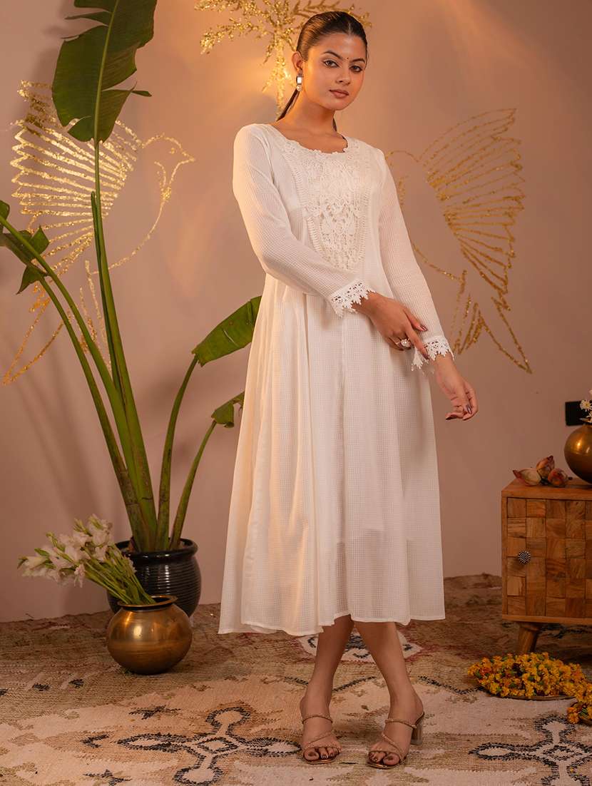 Women Self Design Long Sleeves Anarkali Kurta - 22724855 -  Standard Image - 3