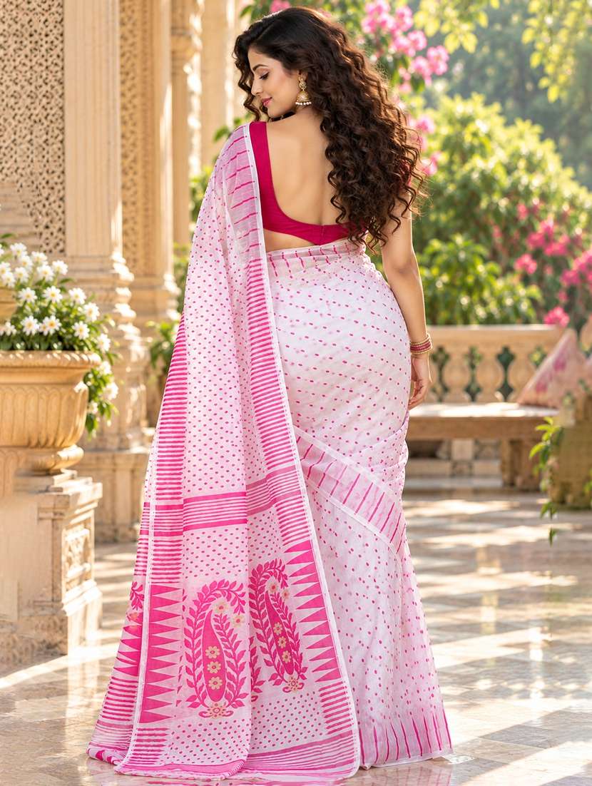 Women Self Design Jamdani Saree With Blouse - 22724906 -  Standard Image - 3