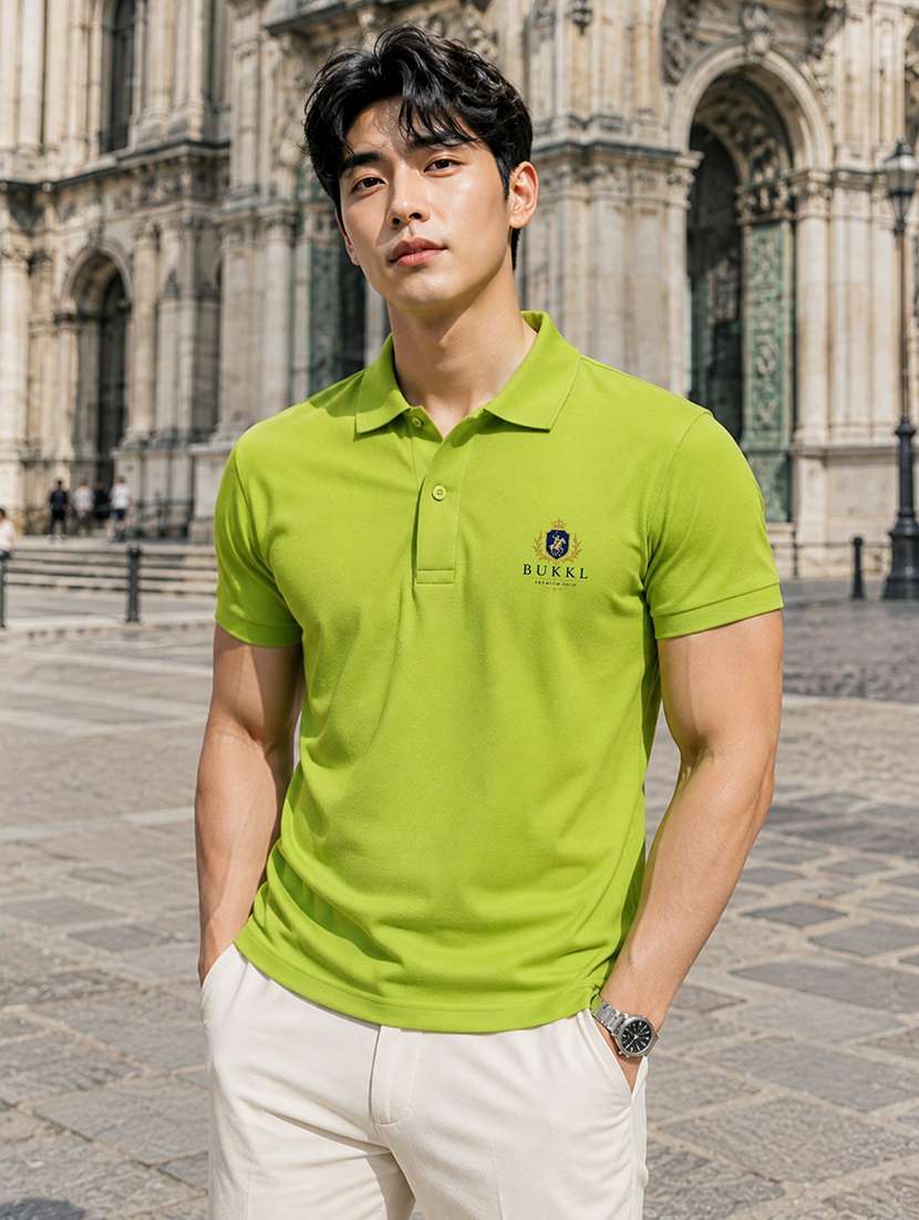 men printed short sleeves polo t-shirt