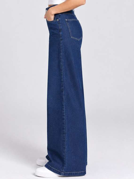 Women Plain Mid Rise Wide Leg Jeans - 22725692 -  Standard Image - 3