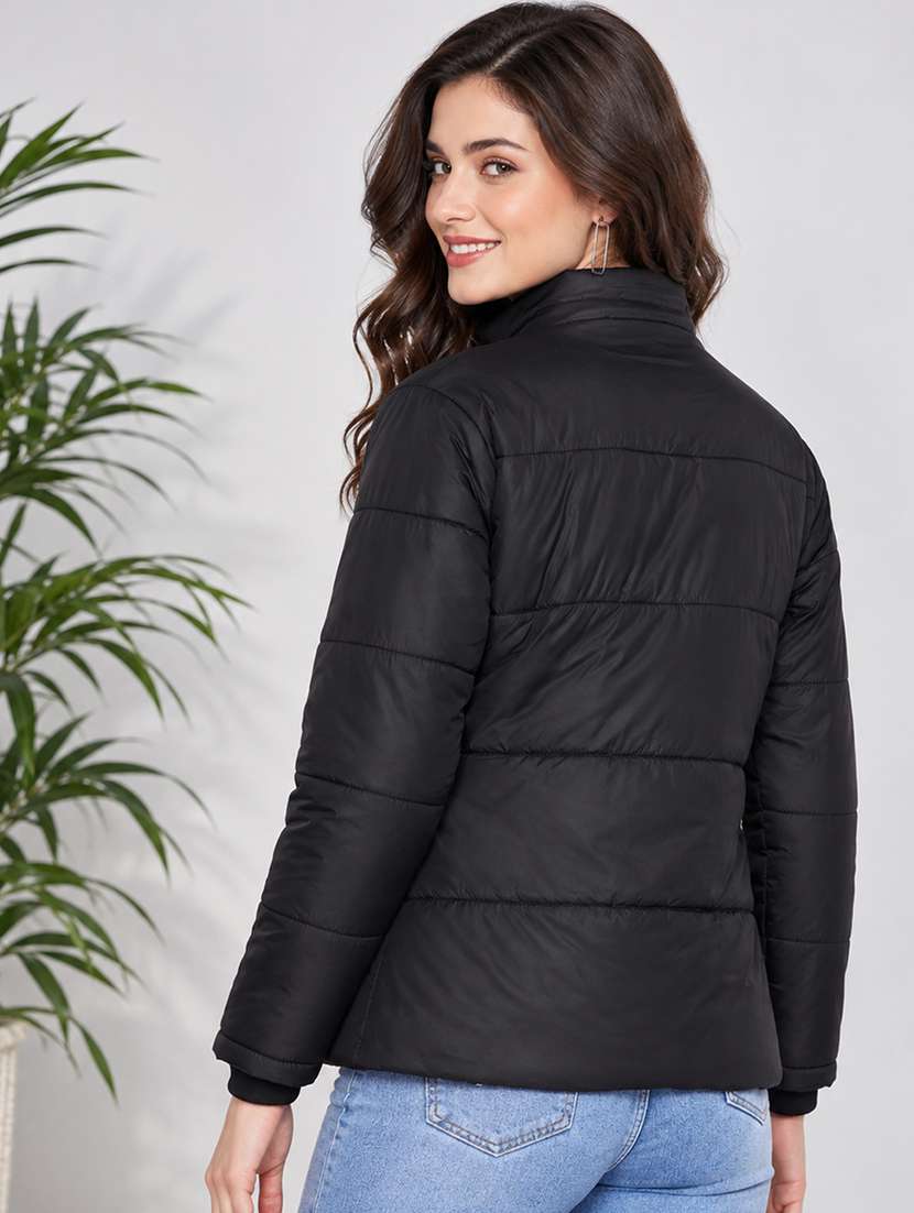 Women Solid Long Sleeves Hooded Puffer Jacket - 22725799 -  Standard Image - 3