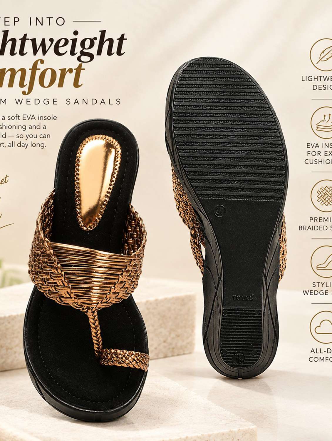 Women Textured One Toe Wedges - 22726431 -  Standard Image - 3