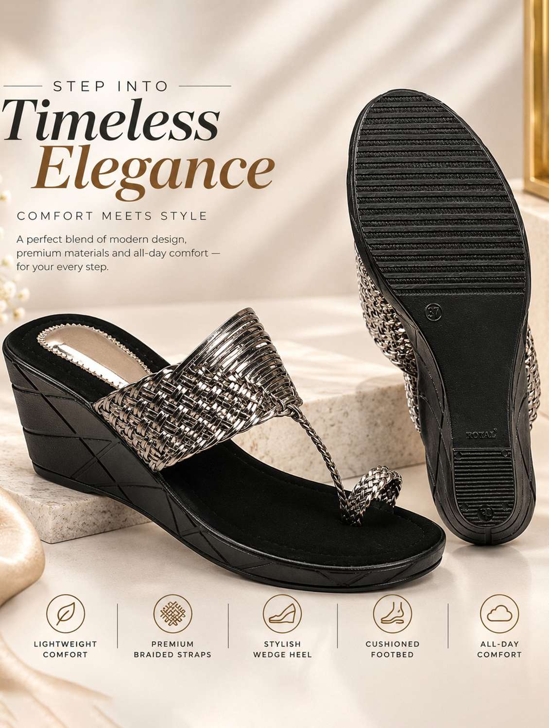 Women Textured One Toe Wedges - 22726433 -  Standard Image - 3
