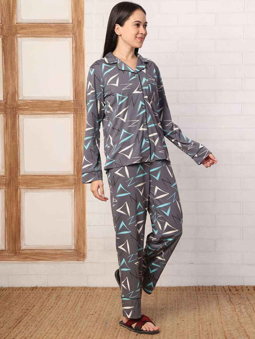 Women Printed Long Sleeves Pyjama Set - 22727153 -  Standard Image - 3