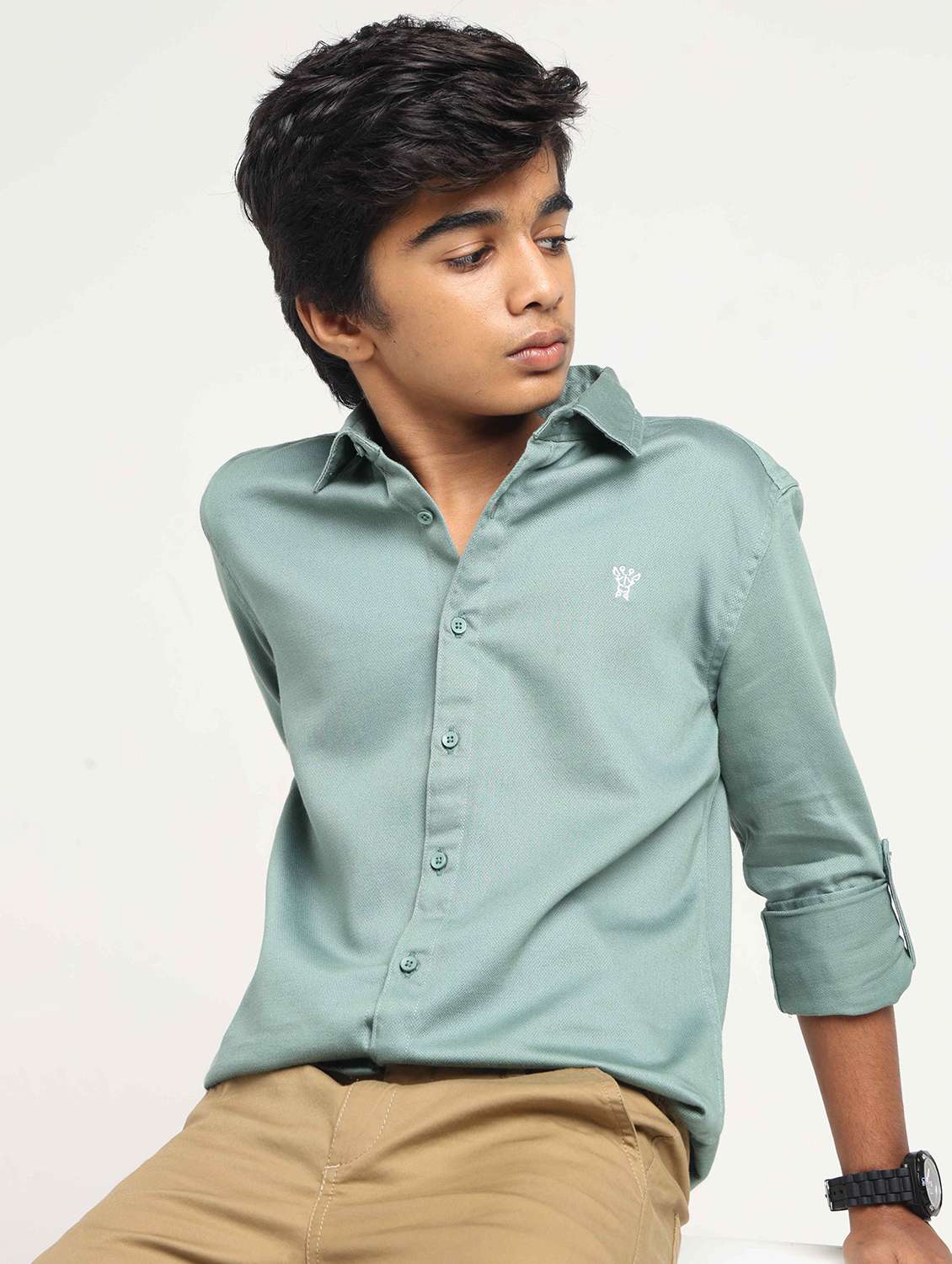boys solid long sleeves regular fit shirt