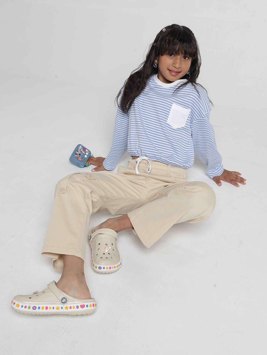 Girls Striped Long Sleeves Regular Fit Tee - 22727293 -  Standard Image - 5