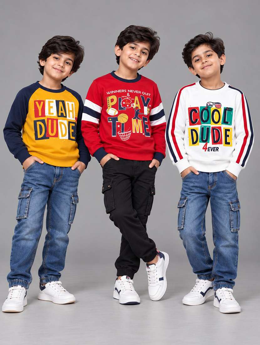 boys pack of 3 printed long sleeves sweatshirt