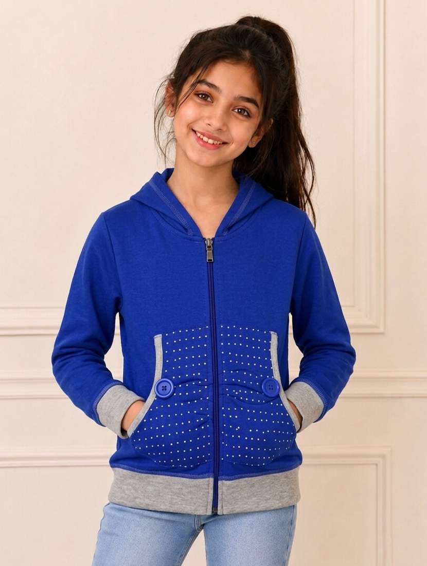 girls printed long sleeves hooded sweatshirt