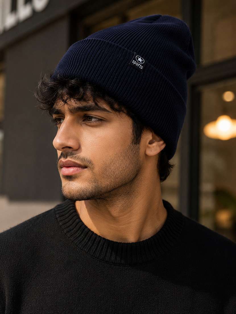unisex self design winterwear beanie 