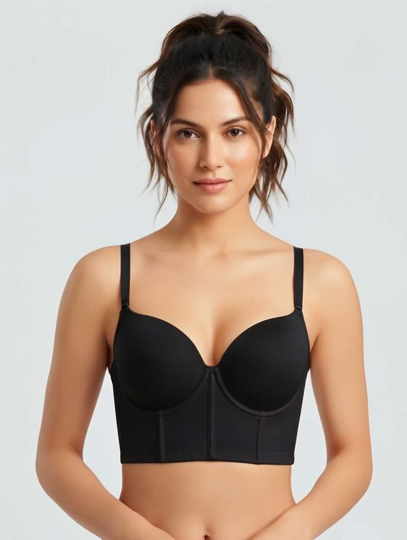 women solid three fourth coverage corset bra