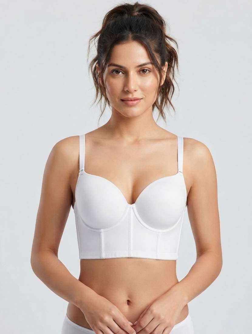 women solid three fourth coverage corset bra