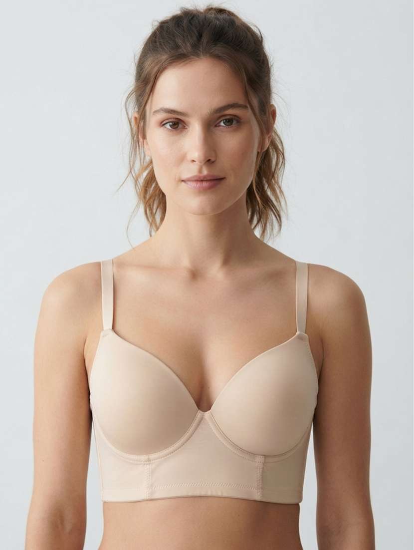 women solid three fourth coverage corset bra