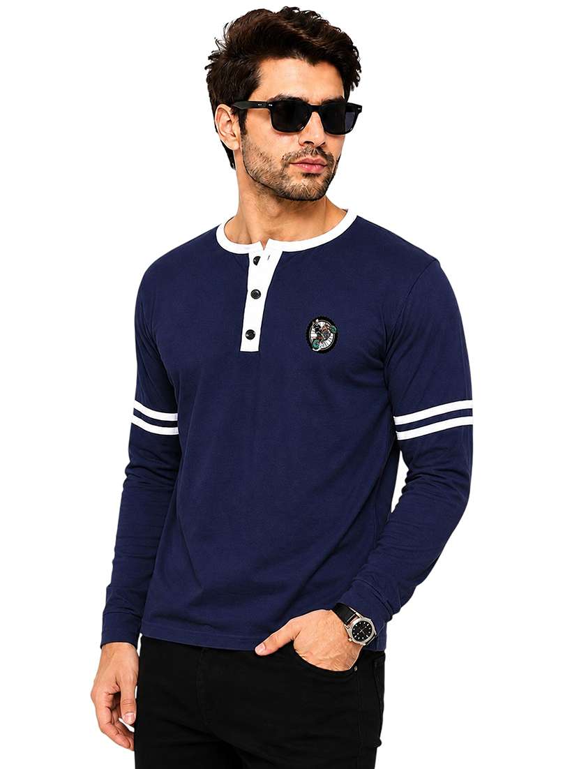 men striped long sleeve regular fit t-shirt