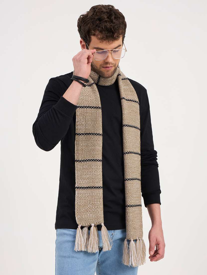 Men Striped Winterwear Muffler - 22728197 -  Standard Image - 3