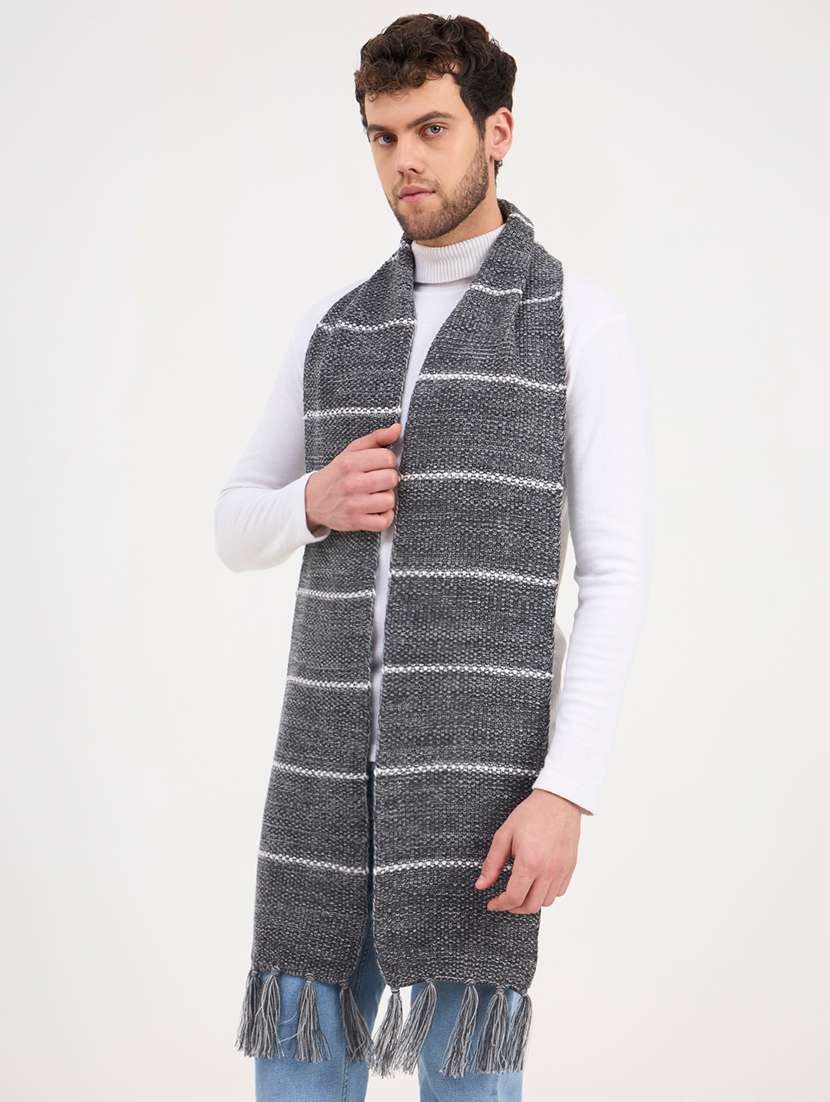 Men Striped Winterwear Muffler - 22728198 -  Standard Image - 3