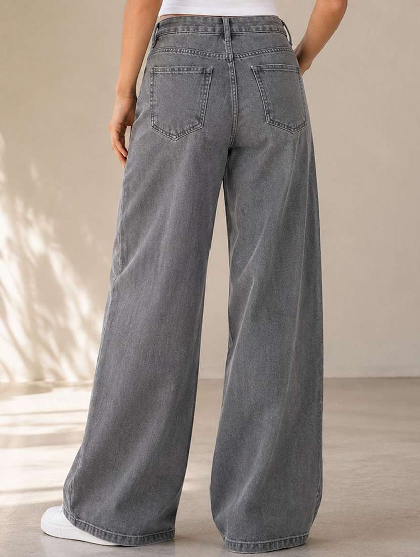 Women Washed Mid Rise Wide Leg Jeans - 22728211 -  Standard Image - 3