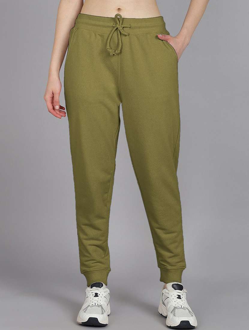women solid mid rise regular fit jogger