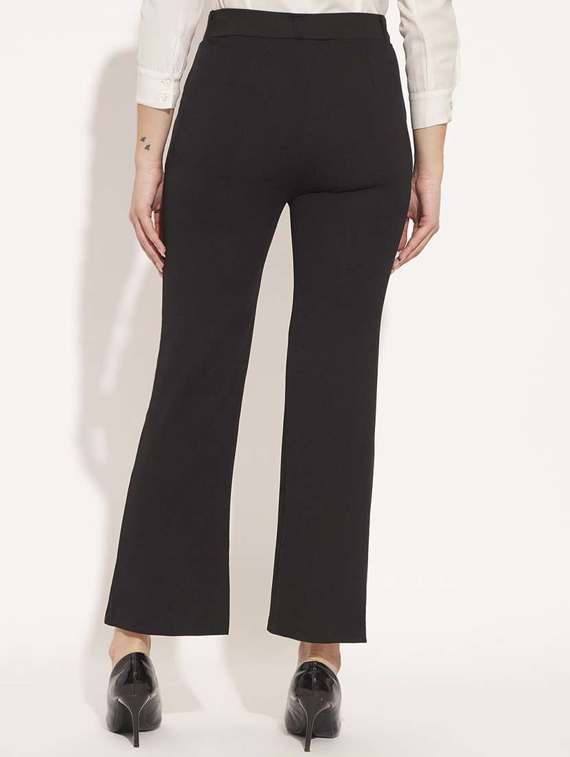 Women Solid Mid Rise Straight Trouser - 22728286 -  Standard Image - 3
