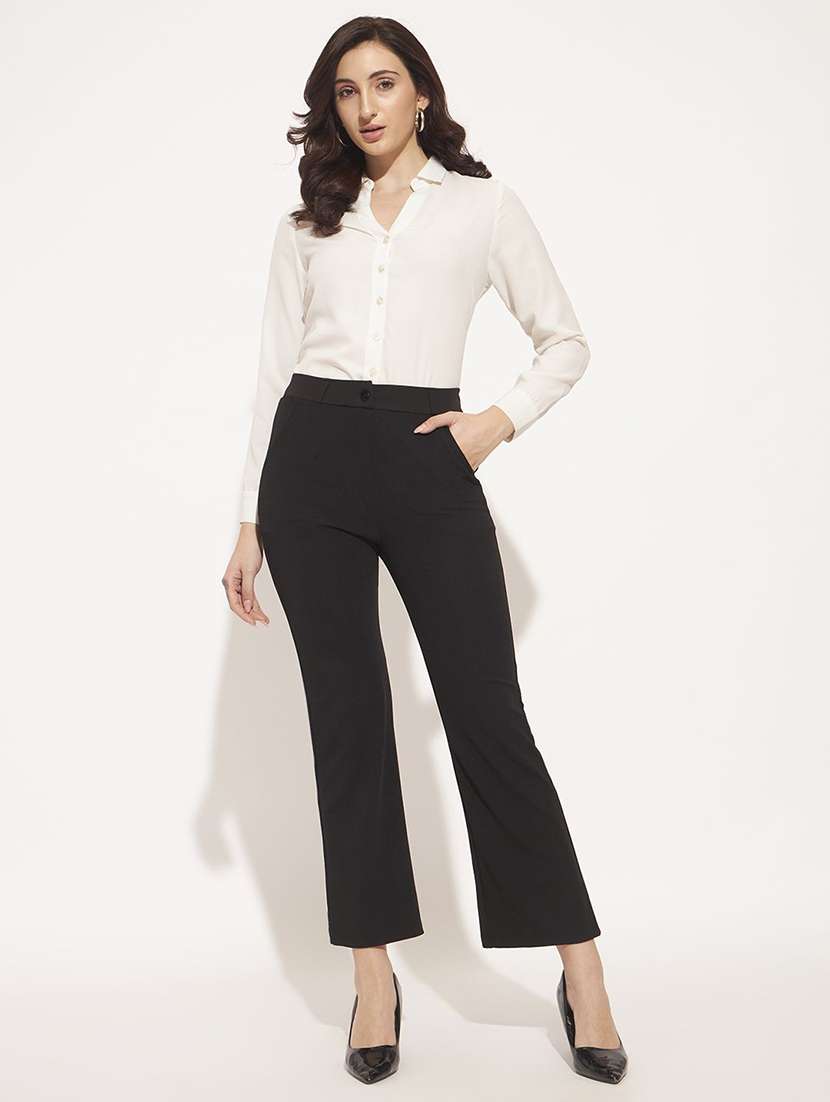 Women Solid Mid Rise Straight Trouser - 22728286 -  Standard Image - 5