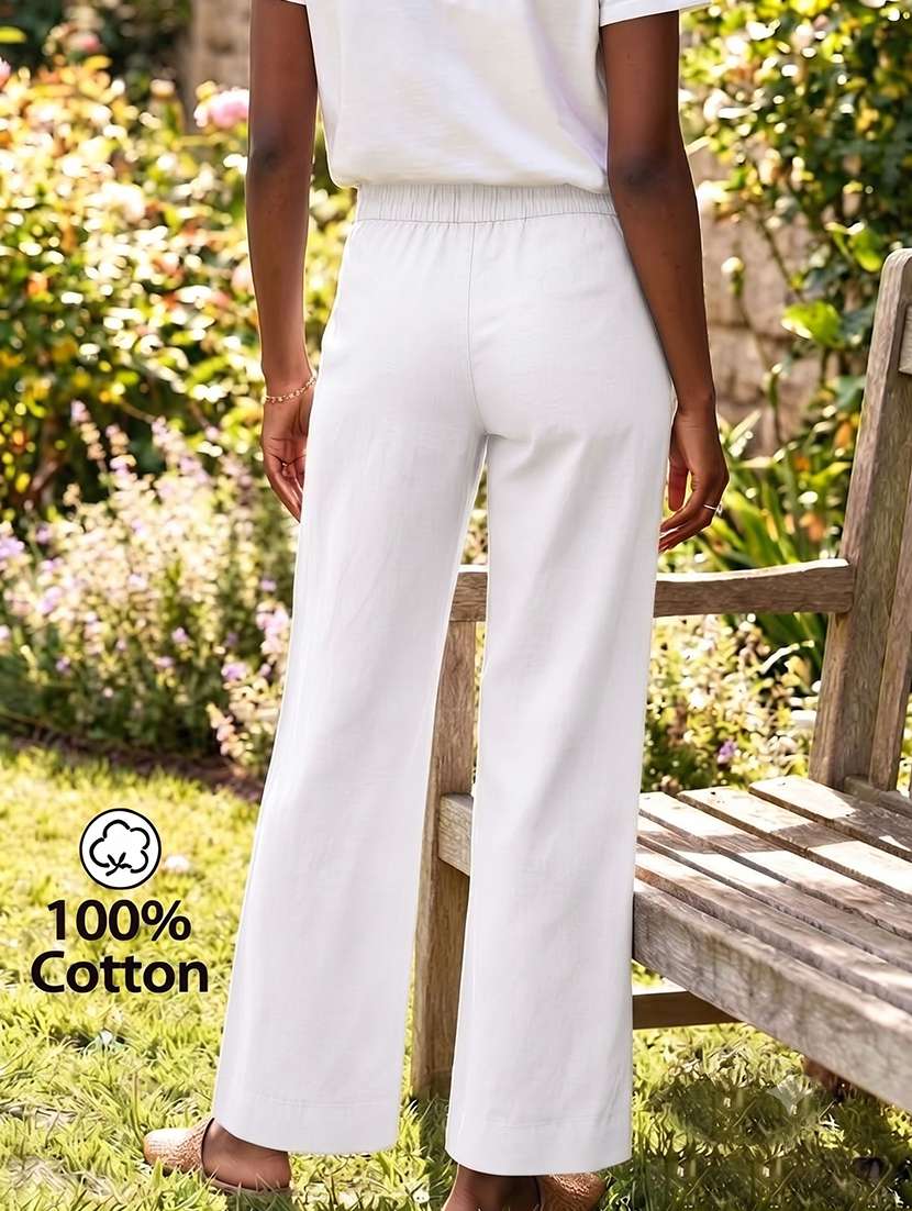 Women Solid High Rise Straight Trouser - 22728295 -  Standard Image - 3