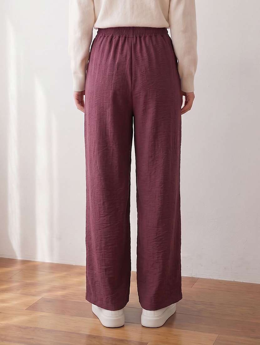 Women Solid High Rise Straight Trouser - 22728326 -  Standard Image - 3