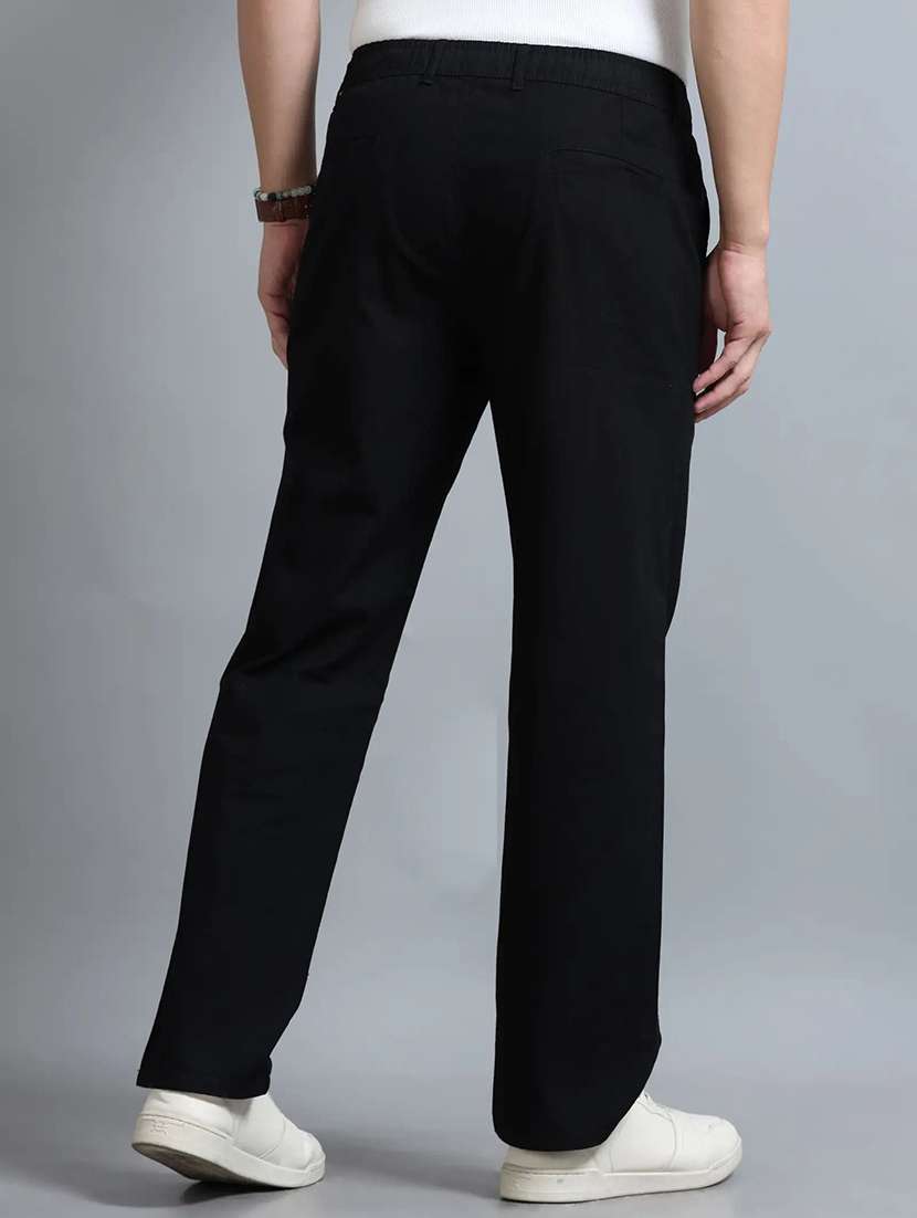 Men Solid Mid Rise Regular Fit Casual Trouser - 22728496 -  Standard Image - 3